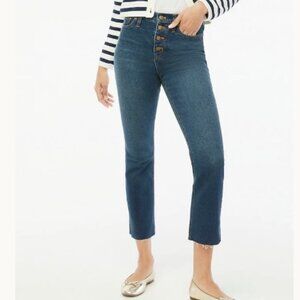 J Crew dark denim high rise crop flare jeans Womens 27 stretch cotton preppy